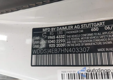 2017 Mercedes-Benz Cla 250 from USA, damaged, VIN WDDSJ4EB7HN403307